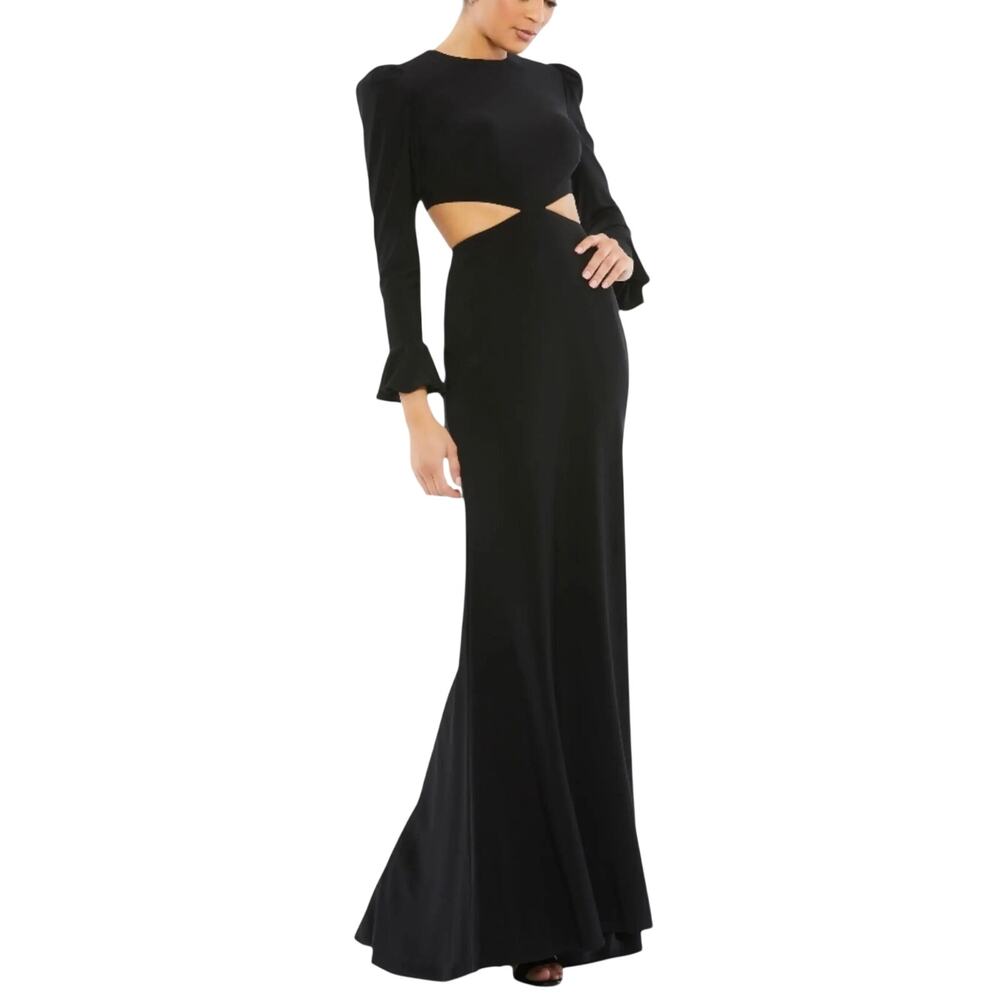Mac Duggal 67944 Black Evening Gown Long Sleeve Cut Out Column Dress Size 12